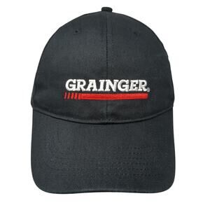 Grainger Strapback Baseball Cap Black One Size Adjustable Embroidered 6 Panel